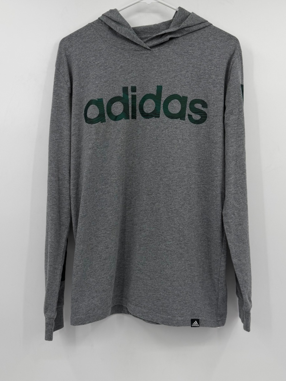 Adidas Hoodie Youth XL Gray Green Long Sleeve T Shirt Lightweight Pullover
